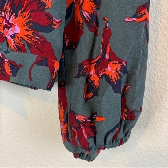 Madewell Silk Tie-Neck Floral 100% Silk Long Sleeve Wrap Top Women’s Size Small - Picture 7 of 10